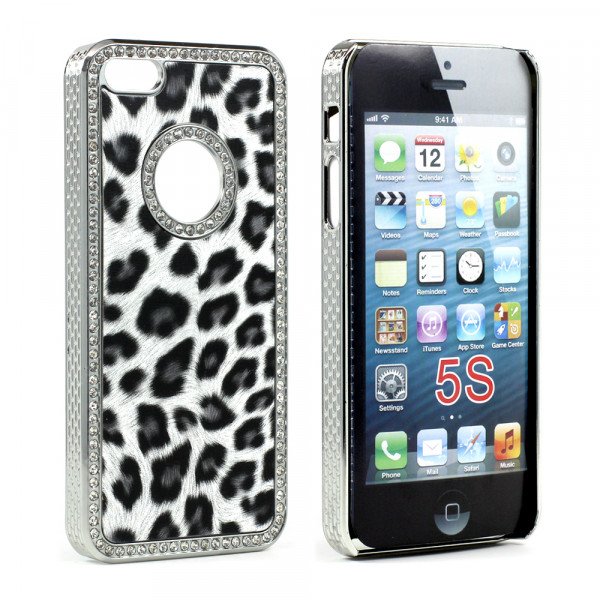 Wholesale iPhone 5 5S  Leopard Diamond Chrome Case (Black)